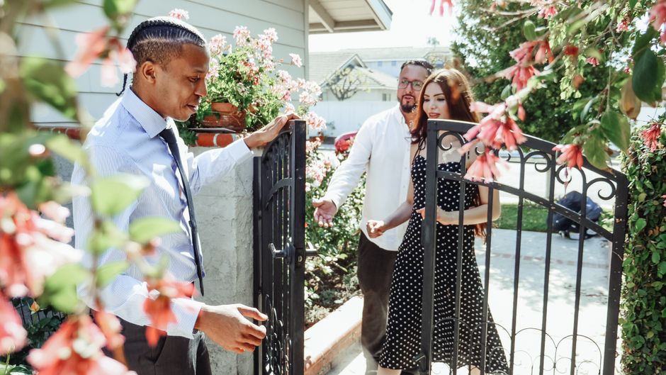 Couple reviewing home loan options together before buying a house