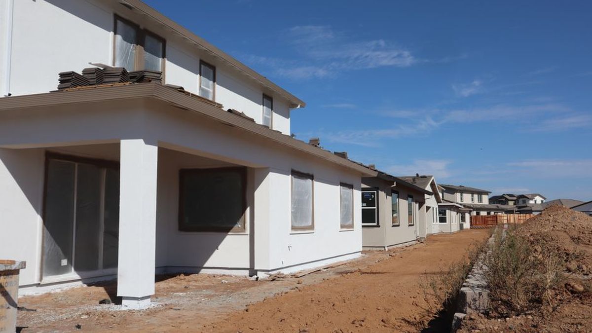 New homes under construction in an outer suburban estate