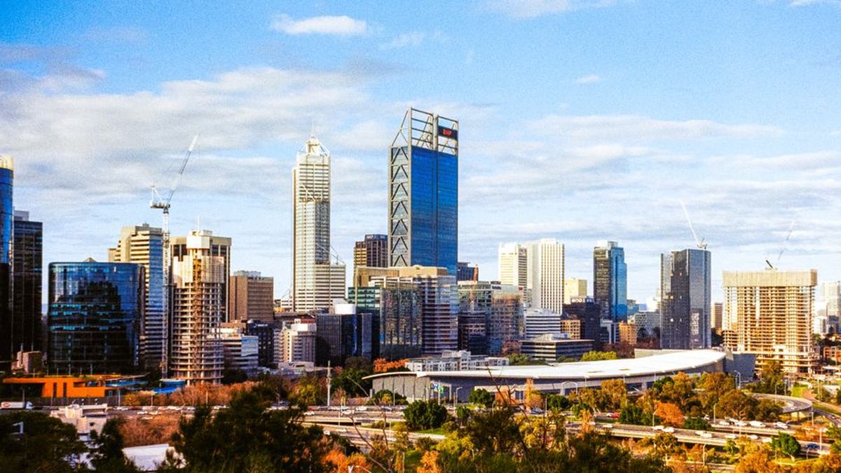 Modern commercial office building against a clear sky in an Australian city