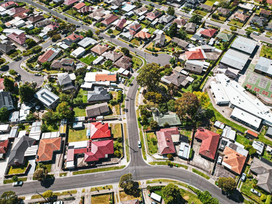 Houses along a suburban street in Melbourne
